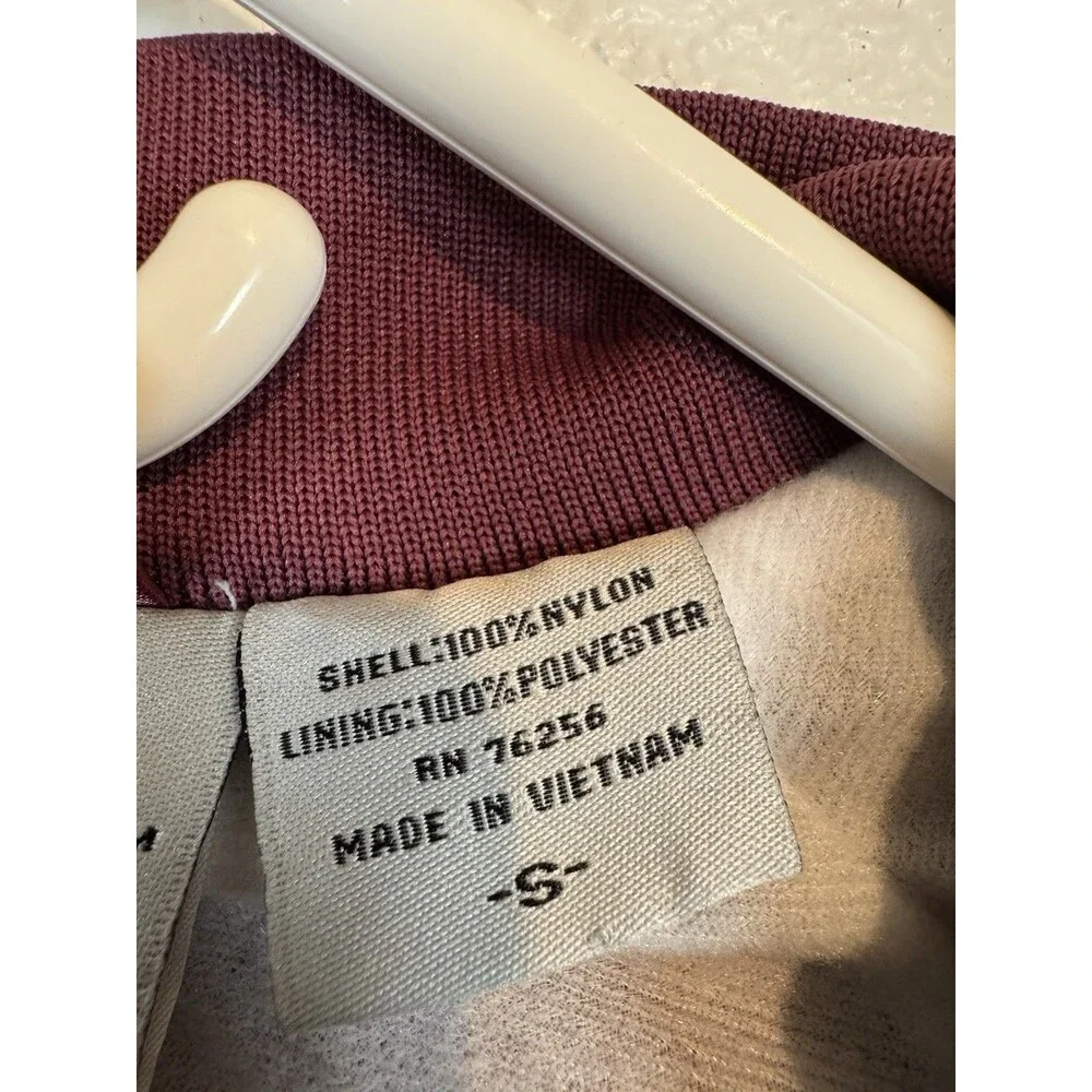 CARDINAL VIDCON 9 Burgundy Satin Bomber Varsity Jacket Embroidered Size Small